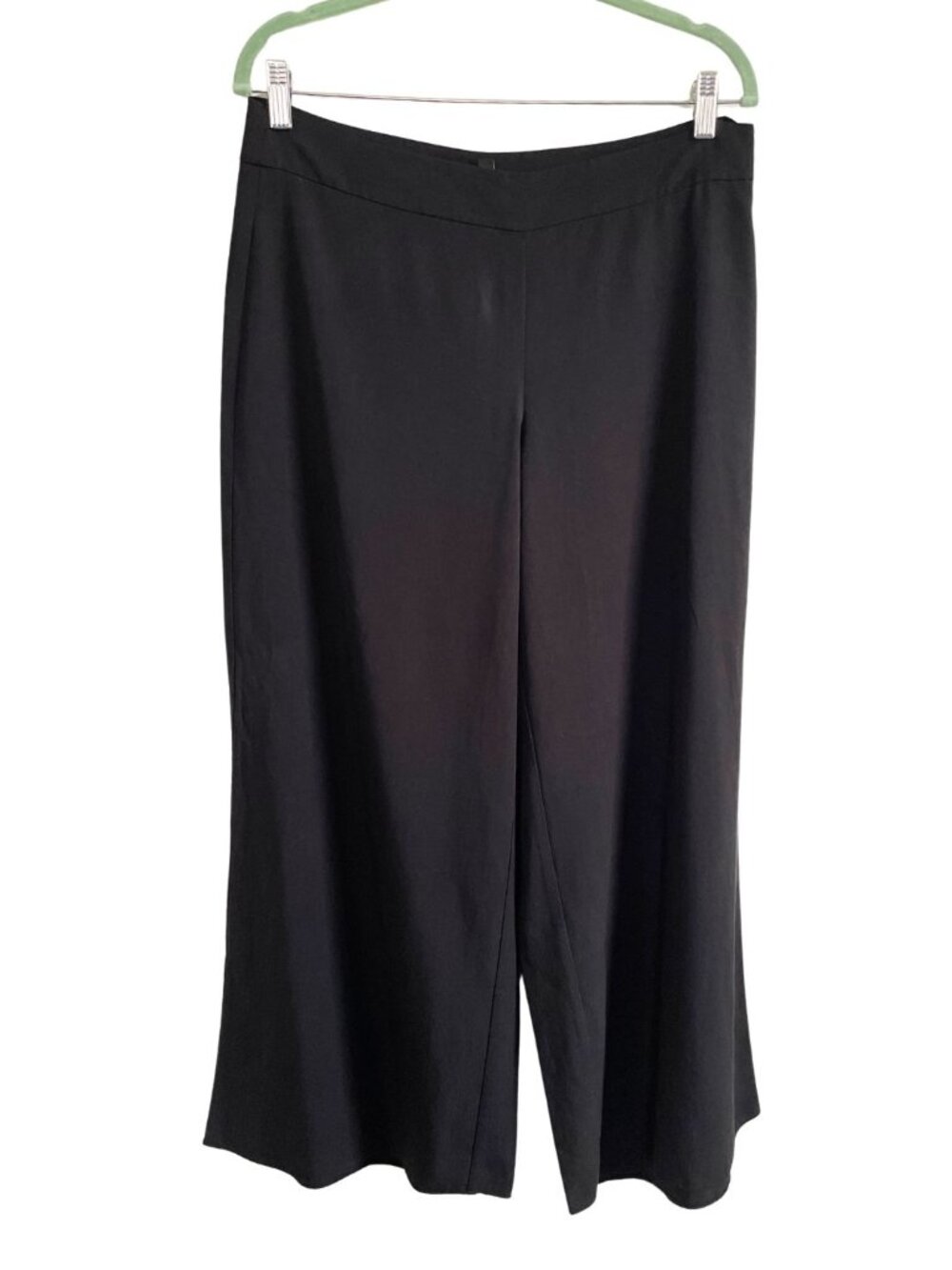 Eileen Fisher Petite Tencel Wide Leg Pants Black Sz PM Lagenlook Minimal